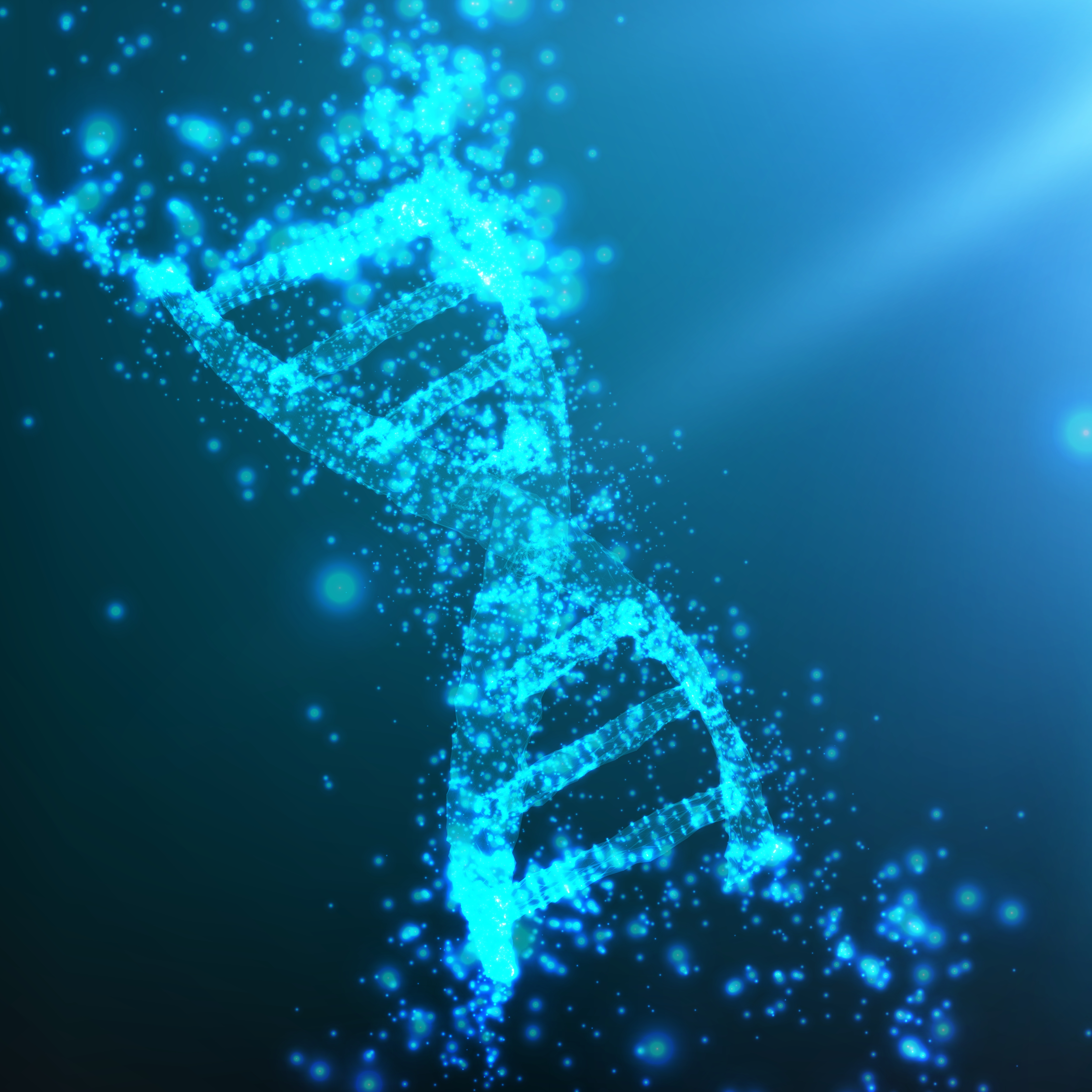 Abstract vector blue point mesh background. Part of DNA thread in blue color. Futuristic medicine style card. Elegant background for business presentations.